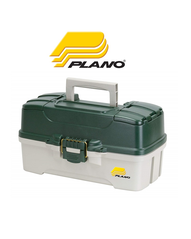 Plano 3-Tray Tackle Box with Dual Top Access, Dark Green Metallic/Off  White, 